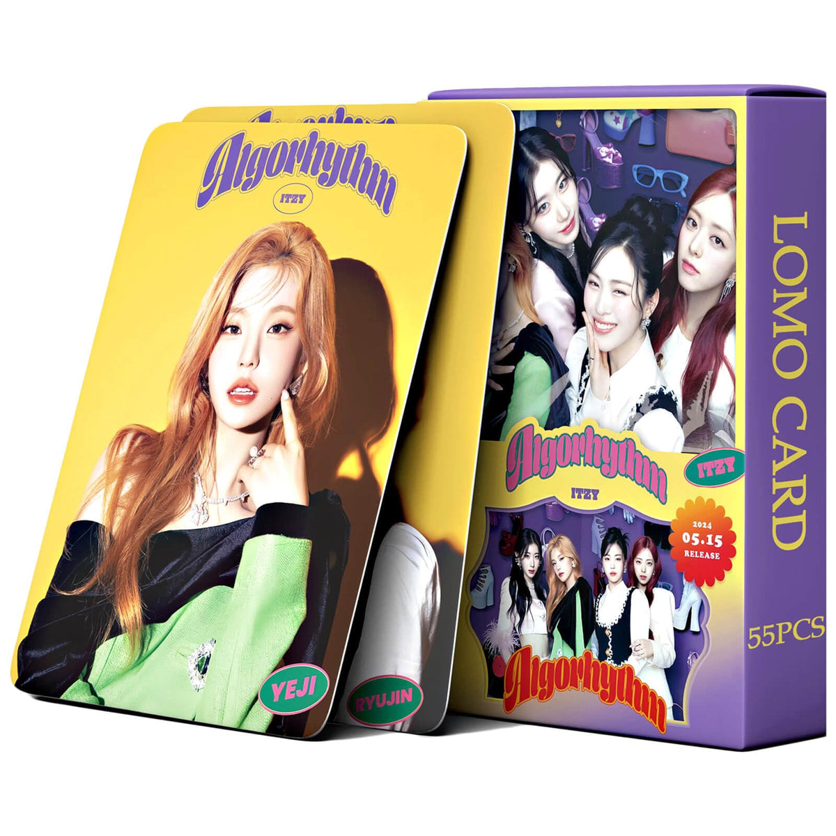 PYAJUU KPOP ITZY Photocards 55PCS ITZY Algorhythm Album Photo Cards ITZY Fans Cards Merchandise of Postcards KPOP Postcard for Fans Daughter ITZY lomo card