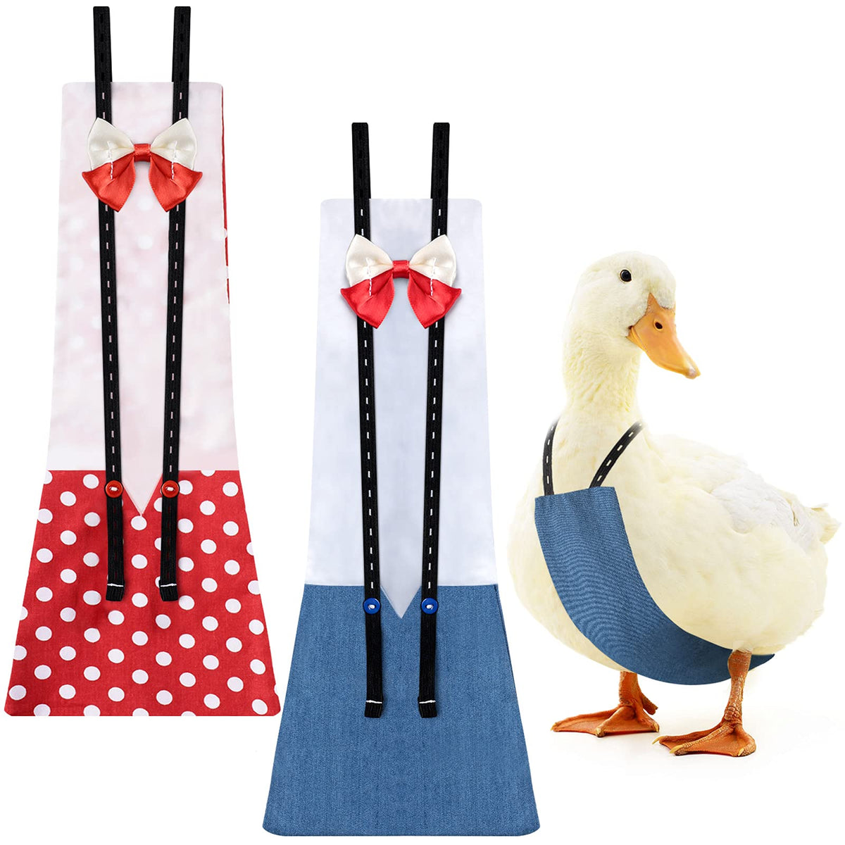 Frienda 2 Pieces Pet Chicken Diapers Duckling Diapers Goose Clothes Washable and Reusable Pet Diapers Bow Tie Duck Diapers for Poultry (M)