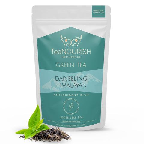 TeaNOURISH Darjeeling Himalayan Green Tea | Loose Leaf Tea | Relaxing & Stress Relief Tea | Immune Support | Brew Hot or as an Iced Tea - 3.53oz/100g
