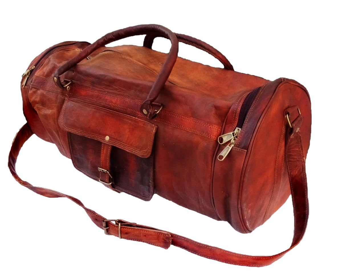 Jaald 26" Large Leather Duffle Bag Travel Carry-on Luggage Overnight Gym Weekender Bag Holdall