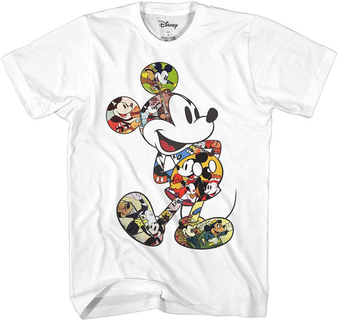 Disney Men's Mickey Mouse Vintage Scene Me Adult Men's T-Shirt (Premium White, Large)