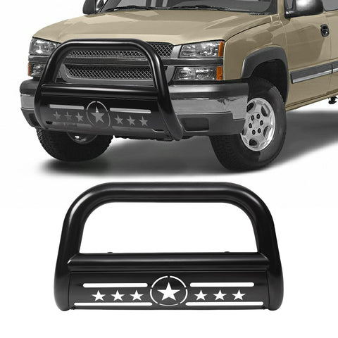 AISHAN Bull Bar 3" Front Grille Brush Push Bumper Guard with Removable Skid Plate Compatible with 999-2006 Chevy Silverado 1500/ GMC Sierra 1500,Tahoe/Suburban/Yukon/Yukon XL1500, Black