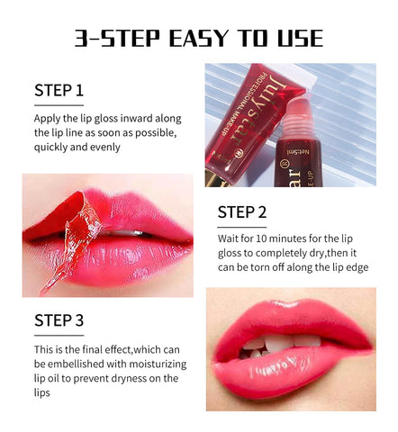 Easilydays Peel Off Lip Stain Lips Tint, 6 Colors Tattoo Magic Color Matte Nude Natural Lip Gloss, Long Lasting Nonstick Cup Tear Off Colored Lipstick Stains Tinted Makeup for Women and Girls (#02)