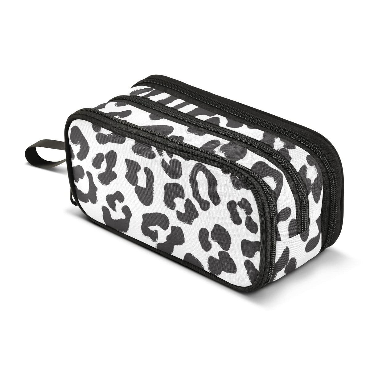 Black Leopard Print Pencil Case, Large Capacity Cheetah Pen Bag with Compartment Students Stationery Organizer Pencil Pouch Marker Case for School Office Work