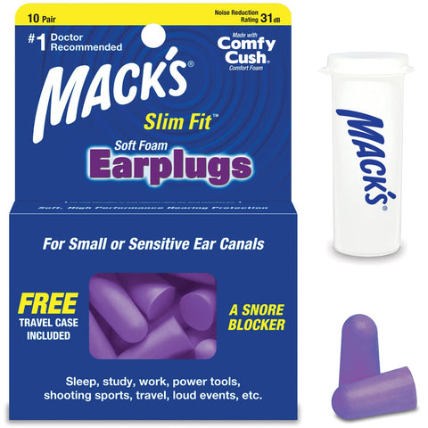 Mack's Safesound Soft Foam Slim Fit Earplugs - Pack of 10 Pairs
