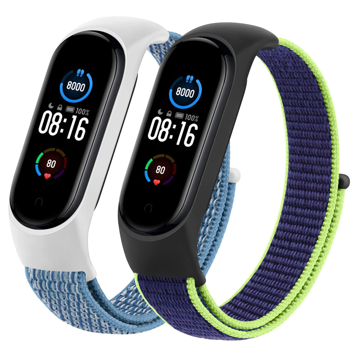 Tobfit Bracelet Compatible with Xiaomi Mi Band 5 / Mi Band 6 / Mi Band 4 / Mi Band 3 / Amazfit Band 5, Nylon Soft Breathable Wristband for Mi Band 6/5/4/3 / Amazfit Band 5 (Cyan Blue)