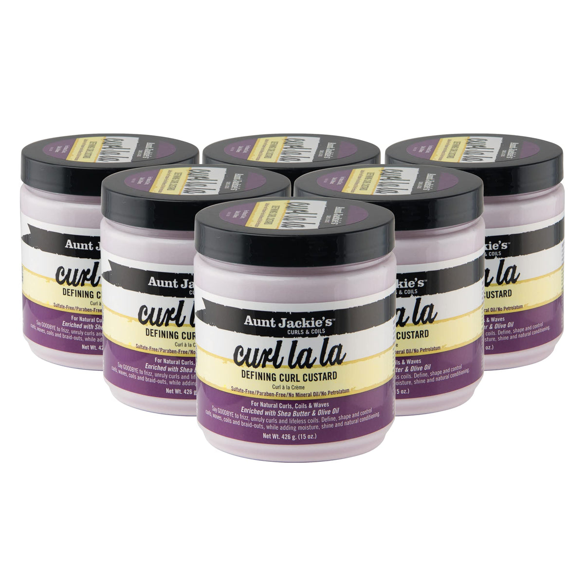 Aunt Jackies Curl La La Defining Curl Custard 15oz Jar (6 Pack)