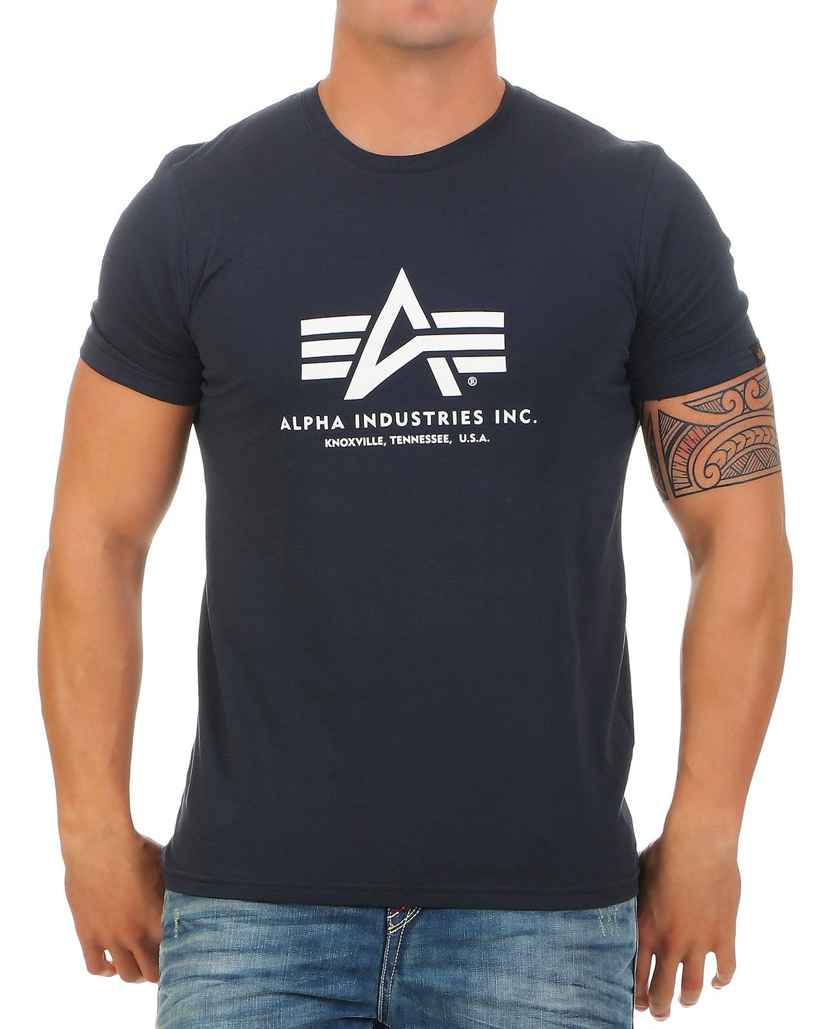 ALPHA INDUSTRIES Mens Basic For T-Shirt, Navy, L UK