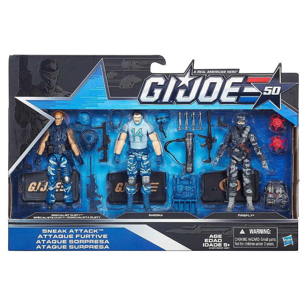G.I. Joe, 50th Anniversary, Sneak Attack Action Figure Set [Specialist Dusty, Bazooka, and Firefly], 3.75 Inches