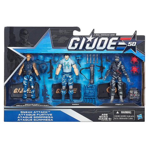 G.I. Joe, 50th Anniversary, Sneak Attack Action Figure Set [Specialist Dusty, Bazooka, and Firefly], 3.75 Inches