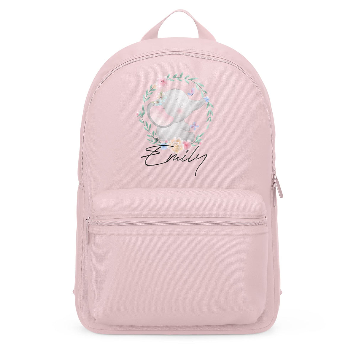 Personalised Cute Elephant Mini Back Pack, Custom Mini Back Packs For Girls, Back to School or Starting Nursery, Flower Design, One Size, Light Pink