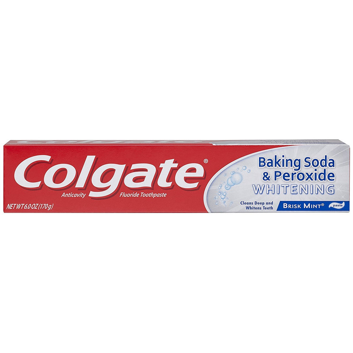 Colgate Baking Soda and Peroxide Whitening Toothpaste, Brisk Mint - 6 ounce (6 Pack)