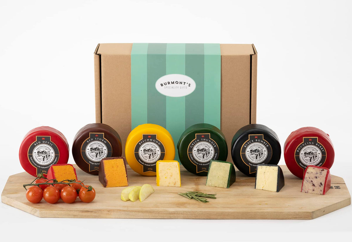 Snowdonia Cheese Company Ultimate Selection Hamper Including Award Winners - Black Bomber, Beechwood, Red Devil, Bouncing Berry, Green Thunder & Red Storm - Hamper Exclusive To Burmont's