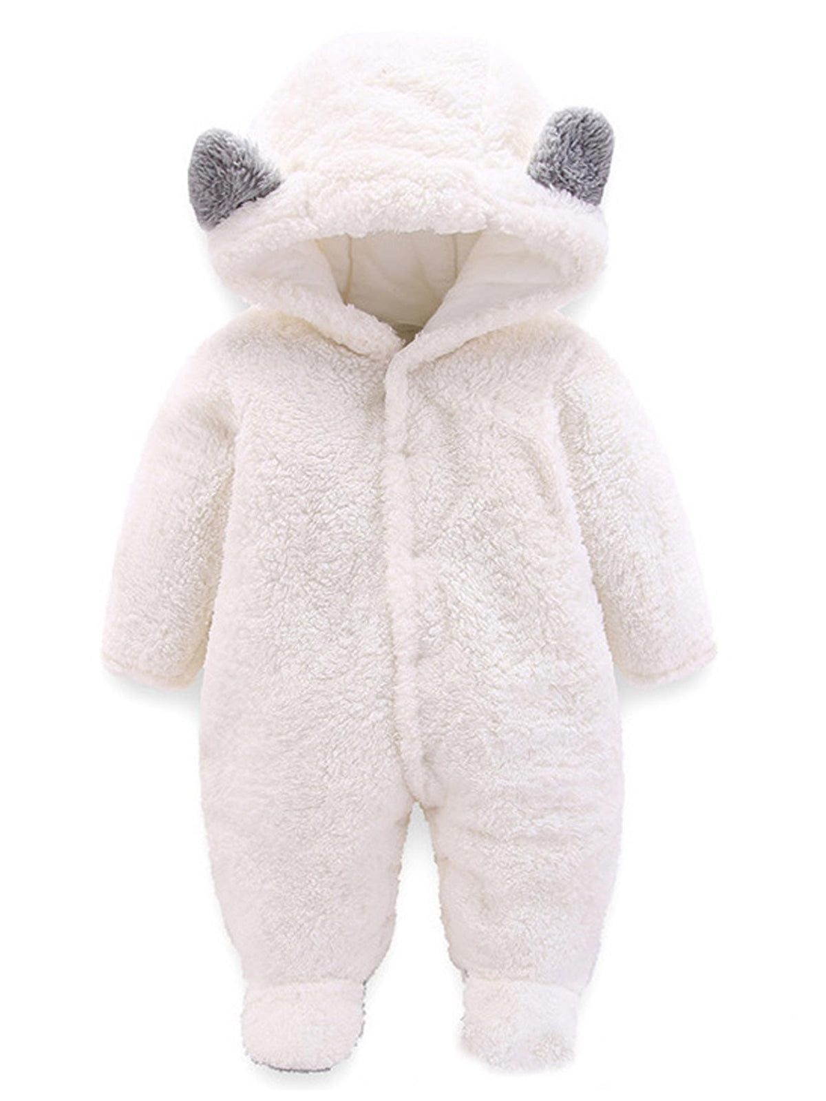 Voopptaw Unisex Infant Baby Cute Winter Warm Hooded Romper Jumpsuit Snowsuit Clothing Outfit White 0-3Months