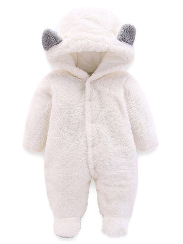 Voopptaw Unisex Infant Baby Cute Winter Warm Hooded Romper Jumpsuit Snowsuit Clothing Outfit White 0-3Months