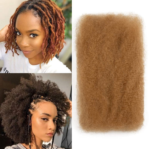 FASHION IDOL Afro Kinkys Bulk Human Hair for Dreadlock Extensions 10 Inches 1 Pack 50 Gram Honey Blonde Loc Repair Afro Kinky Braiding Human Hair for Locs 1.8 Oz