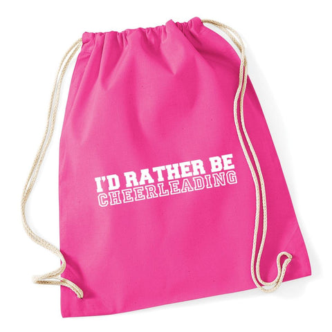 HippoWarehouse I'd Rather Be Cheerleading Drawstring Cotton School Gym Kid Bag Sack 37cm x 46cm, 12 litres