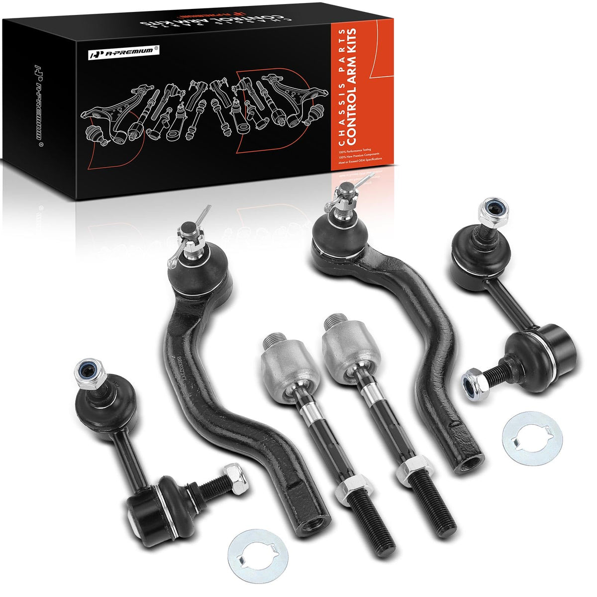 A-Premium Set of 6, Front Sway Bar Link, Inner & Outer Tie Rod End, Compatible with Honda Civic 2006-2011, L4 1.8L Only