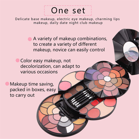 FantasyDay 57 Colors All in one Makeup Gift Set Holiday Birthday Beauty Cosmetic Essential Starter Bundle Include 43 Eyeshadow Palette, 4 Blush, 7 Sponge Stick, 2 Compact Powder, 4 Lipstick, 4 Eyebrow