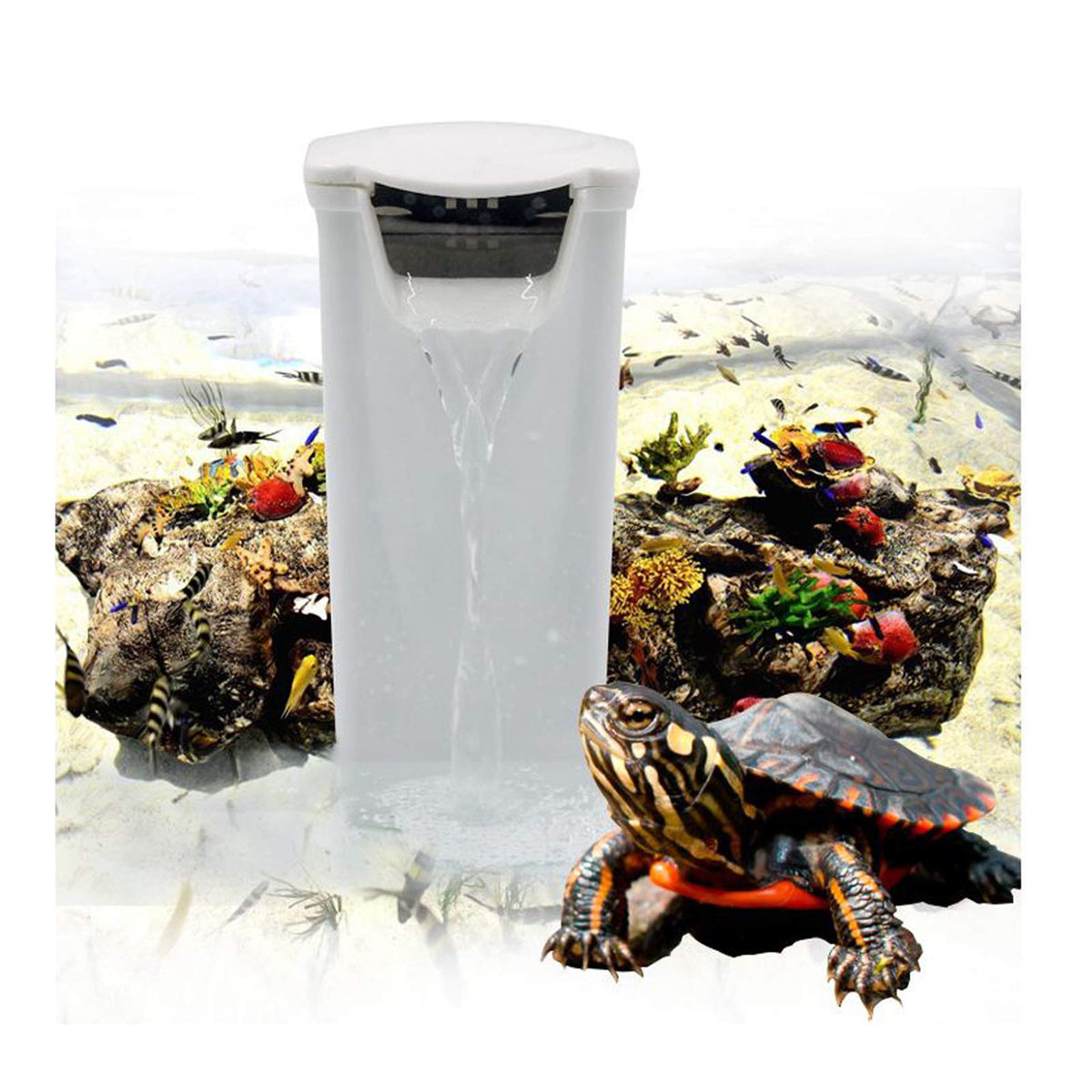 Aquarium Internal Filter 240L/H Reptile Turtle Tank Filter Fish Tank Waterfall Filter Low Water Level Water Cycle Clean Pump Filtration for Fish Amphibian Cichlids Frog Crab (240L/H Waterfall Filter)