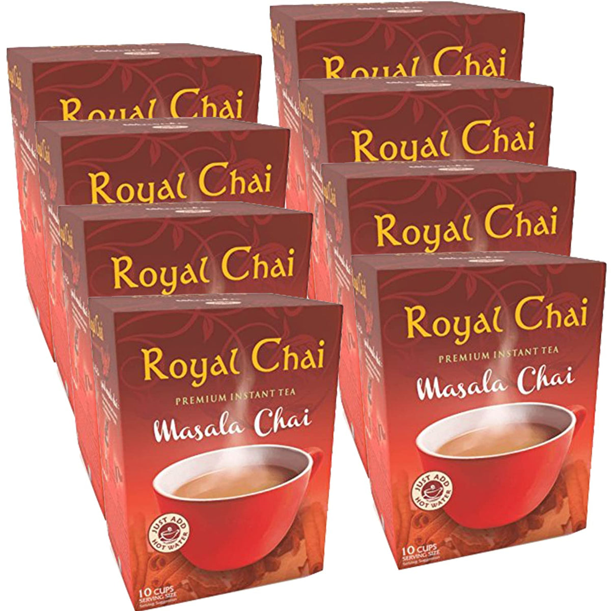 Royal Chai Masala Unsweetened 180g (Pack of 8) - Premium Instant Tea - Masala Tea - Natural - Instant Masala Indian Tea