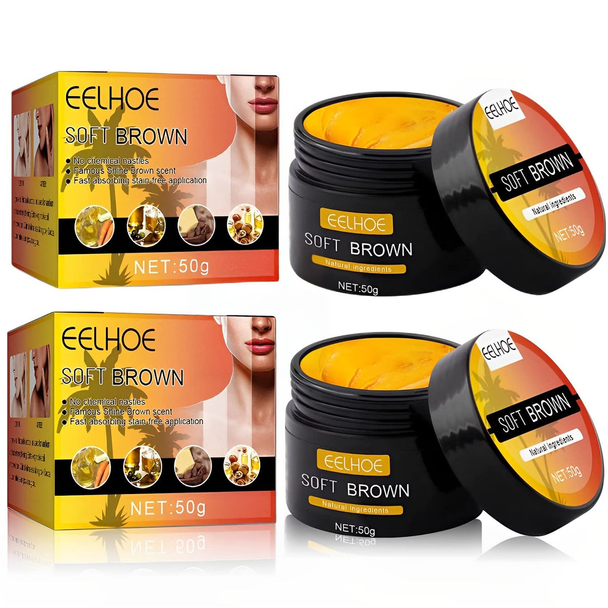 2PCS Eelhoe Tanning Gel, Eelhoe Soft Brown Intensive Tanning Luxe Gel, Carroten Tanning Gel, Eelhoe Tanning Cream for Reduce Sun Exposure Or Sunbeds