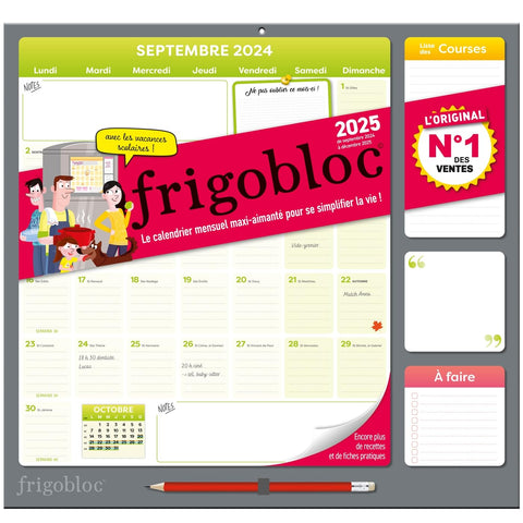 Frigobloc Mensuel 2025 - Calendrier d'organisation familiale / mois (de sept. 2024 Ã  dÃ©c. 2025)