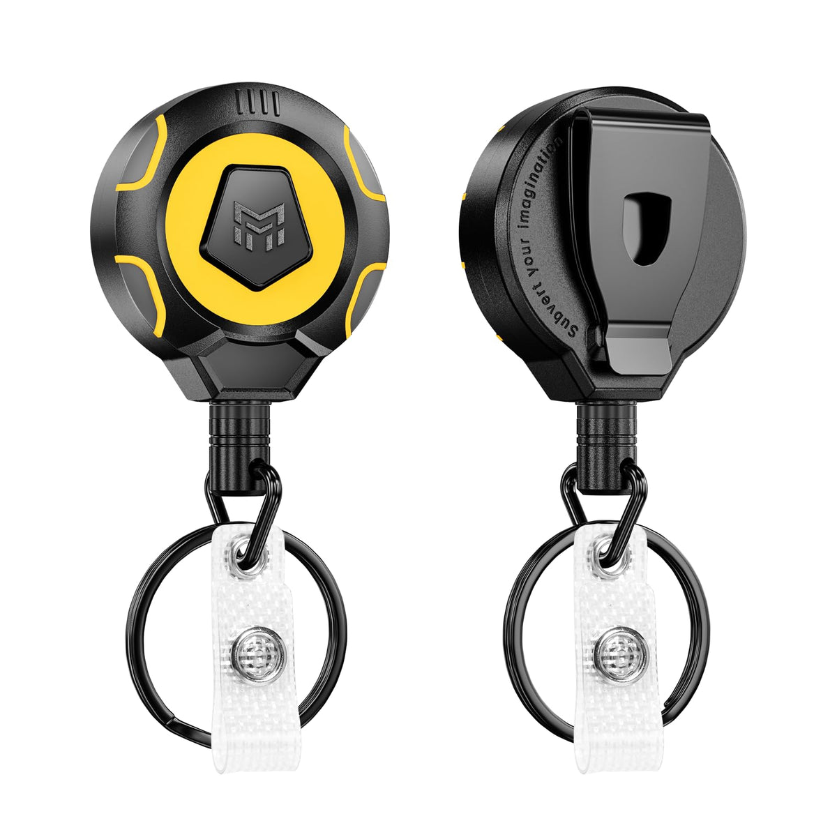 MNGARISTA Upgraded Heavy Duty Retractable Keychain with Belt Clip, 283.5 g Retraction, 80 cm Stainless Steel Cord, ID Badge Reel with Badge Strap and Key Ring, 2 Pack
