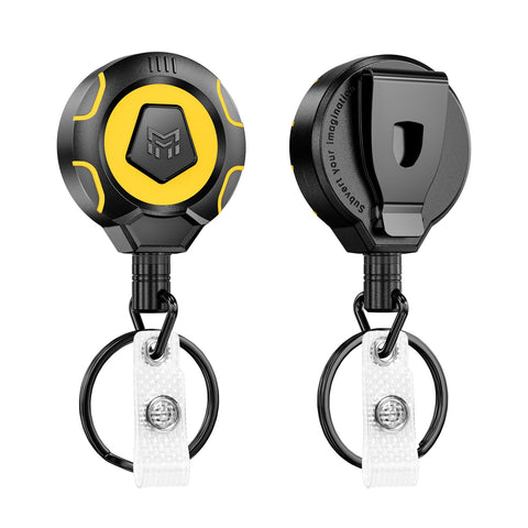 MNGARISTA Upgraded Heavy Duty Retractable Keychain with Belt Clip, 283.5 g Retraction, 80 cm Stainless Steel Cord, ID Badge Reel with Badge Strap and Key Ring, 2 Pack