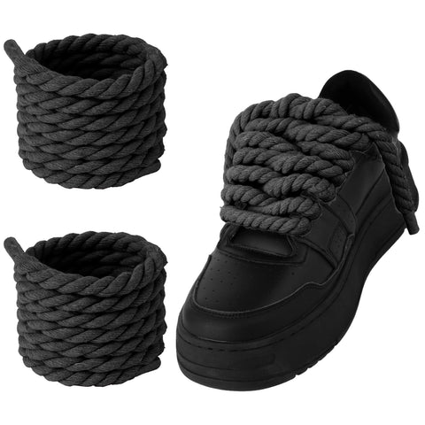 Thick Rope Shoe Laces for A F-1, 1 Pair Round Cotton Chunky Twisted Shoelaces Replacement for A F-1 (black)
