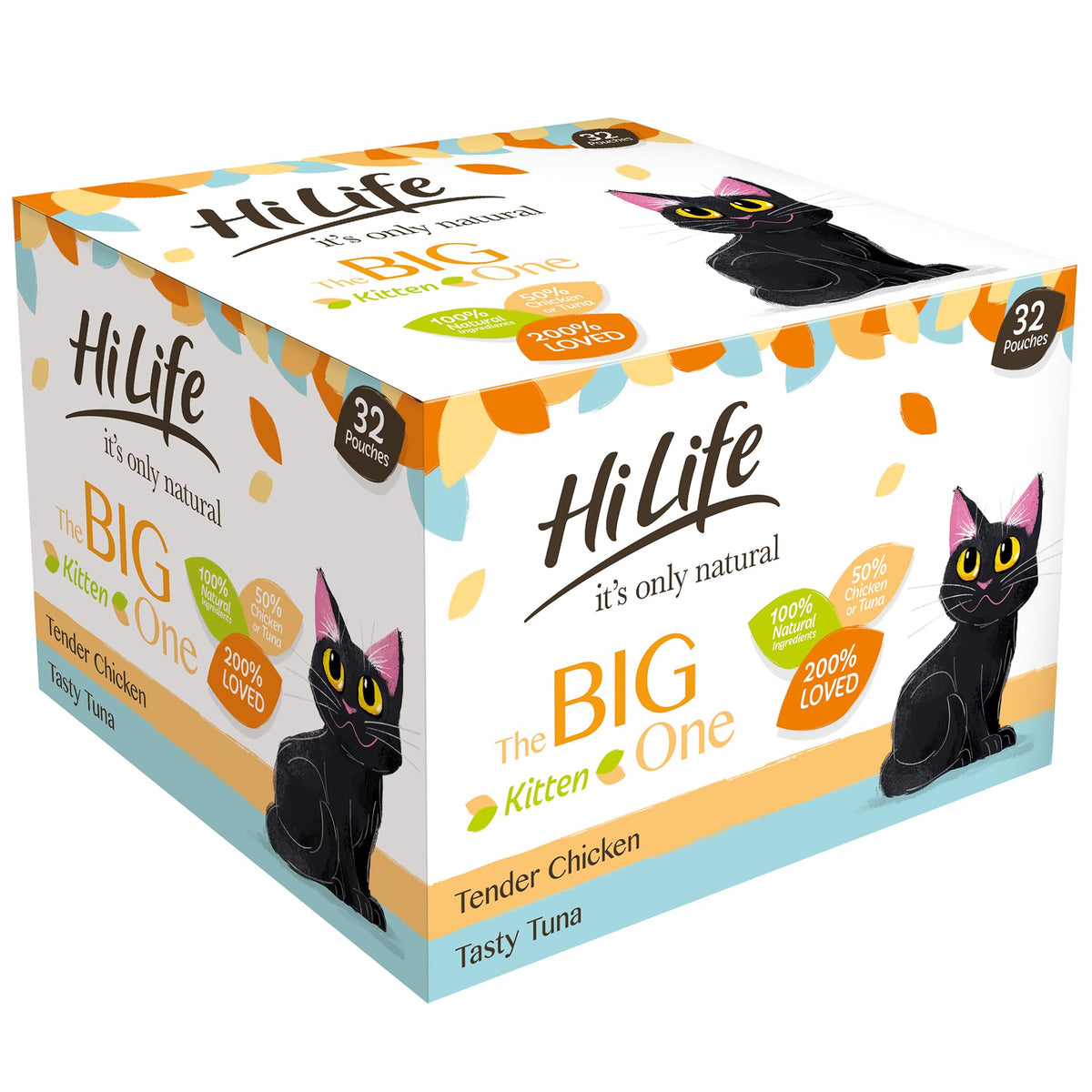 HiLife its only natural The Big Kitten One Complete Wet Kitten Food (1 to 12 months), Tender Chicken Pate/Tasty Tuna, Grain Free & Made With 100% Natural Ingredients (32 Pouches x 70g)