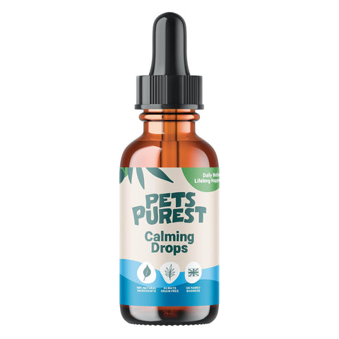 Pets Purest Dog Calming Drops - 100% Natural Cat & Dog Anxiety Relief Calming Oil for Dogs, Cats & Pets. Soothe Stressed, Nervous, Reactive Pets with Anxiety - 50ml Calming Supplement