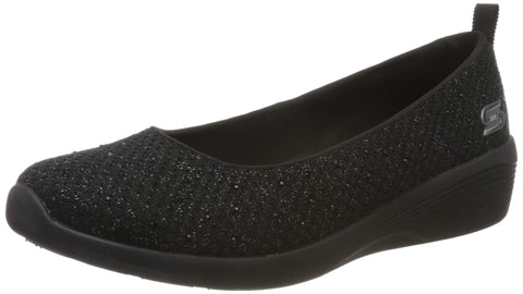 Skechers Women's Arya Sweet Glitz Slip On Trainers, Black Black Metallic Knit Black Gunmetal Trim BBK, 9.5