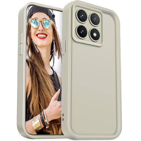 DESSEN Case for Xiaomi Poco X6 Pro 5G - Flexible Silicone Cover Camera Protection Shockproof Phone Case Soft Lightweight TPU Bumper Shell, White