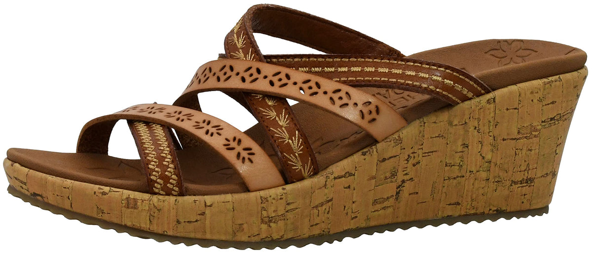 Skechers Women's Beverlee-Tiger Posse Wedge Sandal, Brown/Natural, 11 M