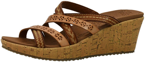 Skechers Women's Beverlee-Tiger Posse Wedge Sandal, Brown/Natural, 11 M