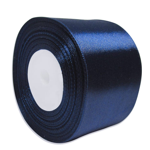 Dark Blue Ribbon 2 inch Ribbons for Crafts Gift Ribbon Satin Blue Solid Ribbon Roll 2 in x 25 Yards Gift Wrapping Wedding Decor Hair Decoration Sewing Floral Crafts