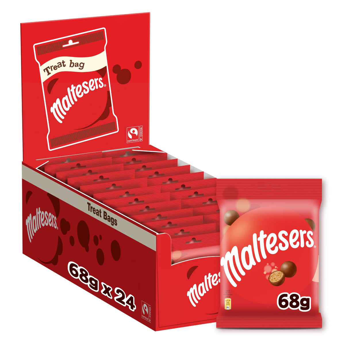 MALTESERSÂ® Fairtrade Treat Bags 68g (Pack of 24 x 68g)