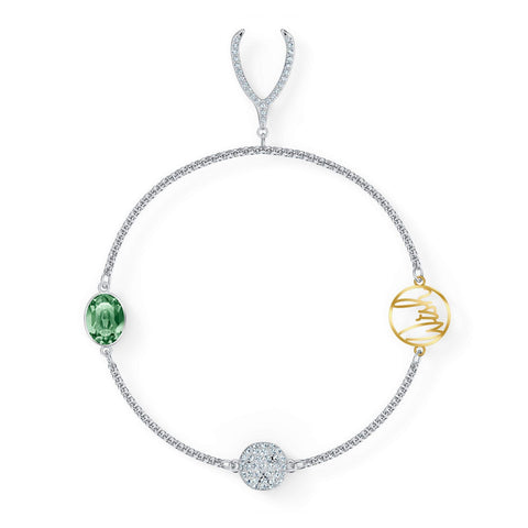 SWAROVSKI Remix Collection Wishbone Strand Bracelet Cz White/Green One Size