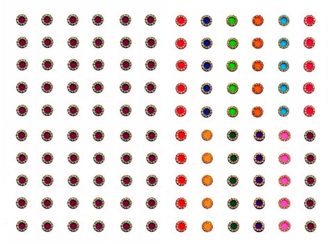 Bindi Forehead Stickers Adhesive Body Jewelry Indian Daily Use Forehead Bindi Round Dot For Women|Bindee Sindoor Kumkum Pottu Bindi Stone sticker for women Maroon & Multicolour stone bindis for ladies