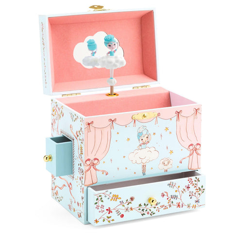 DJECO DJ06591 Caja de Música - Bailarina en el Escenario Music Box-Dancer on Stage, Multicoloured, 20 x 20 x 25