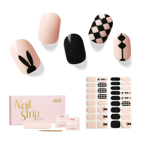 Nailog Semi Cured Gel Nail Strips 34 Pcs| Long Lasting Nail Polish Sticker Wraps with Glossy Gel Finish | I'm Trapped