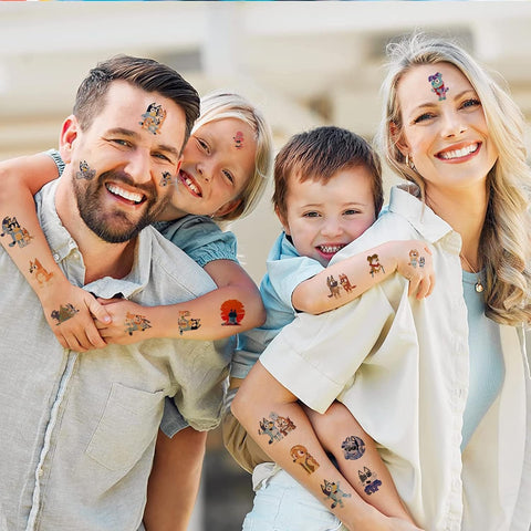 Generic 12 Sheet Blue Temporary Tattoos for Kids, Cartoon Tattoos for Boys Girls Blue Birthday Party Supplies Decorations,DIY Waterproof Tattoos Stickers