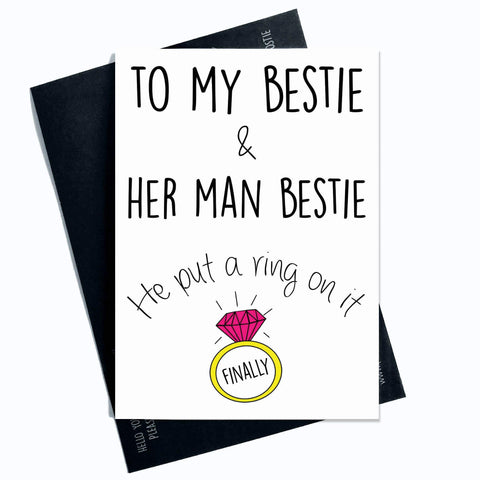 Best Friend Engagement Card Engagement Card Bestie Engagement Card Friend Engaged Card Engaged He Put A Ring On It Newly Engaged PC419
