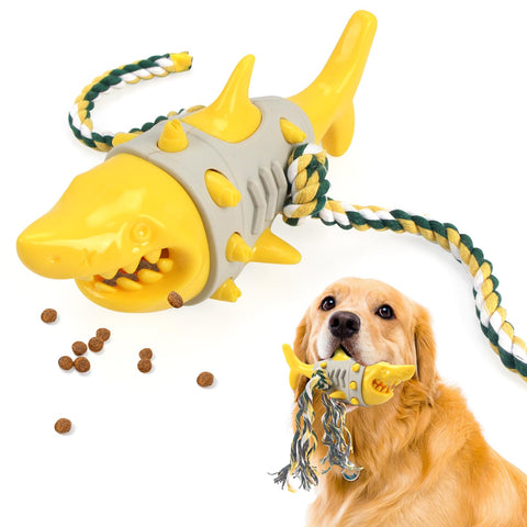 Joyfia Chew Toy with Rope for Dogs, Dental Cleaning, Treat Dispensing Dog Toy for Small and Medium Breeds, Interactive Dog Tug Toy for Energetic, Puppy Grinding Teeth Toy, Dog Enrichment Toys
