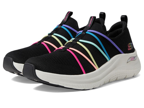 Skechers Sport Women's Women's Arch FIT 2.0-Colorful Road Sneaker, BKMT=Black/Multi, 9