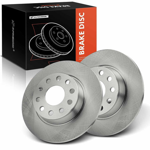 A-Premium 10.1 inch (271.8mm) Rear Solid Disc Brake Rotors Compatible with Select Volkswagen, Audi models - Jetta 2010-2014, Passat, Golf, Beetle, A3, Eos, GTI, e-Golf, A3 Quattro, 5-Stud, 2-PC Set