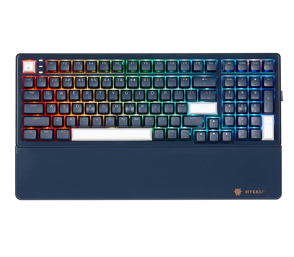 Hexgears E4 Pro Wireless Mechanical Keyboard, RGB Backlit Gaming Keyboard, 2.4G Wireless/Bluetooth/Type-C Wired, Hot Swappable Brown Switches, 99-Key Full Size Keyboard with Wrist Rest