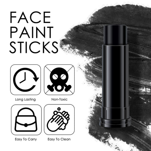 FREEORR 3 Pcs Face Body Paint Stick,Eye Black Stick Softball/Baseball, Eyeblack Stick for Sports, Sports Eye Stick Football Black Body Paint for Baseball/Football/Halloween/Costume Parties