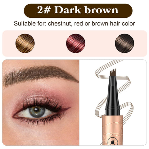 Generic 2PCS 3D Microblading Eyebrow Tattoo Pencil 4 Fork Tip, Magic Eyebrow Pencil, Waterproof Microblading Eyebrow Pen, New Microblading Eyebrow Pen, Eyebrow Pencil with Micro-Fork Tip(Dark Brown)
